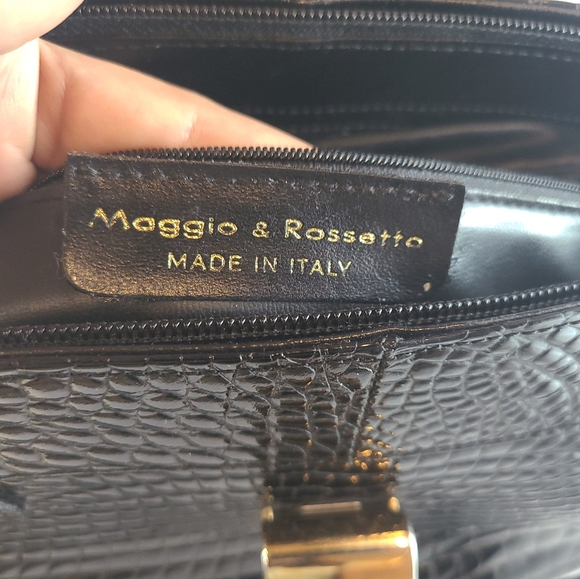 Classic Elegance: Vintage Maggio & Rosetto Cocco Ligator Black Bag - Picture 7 of 11